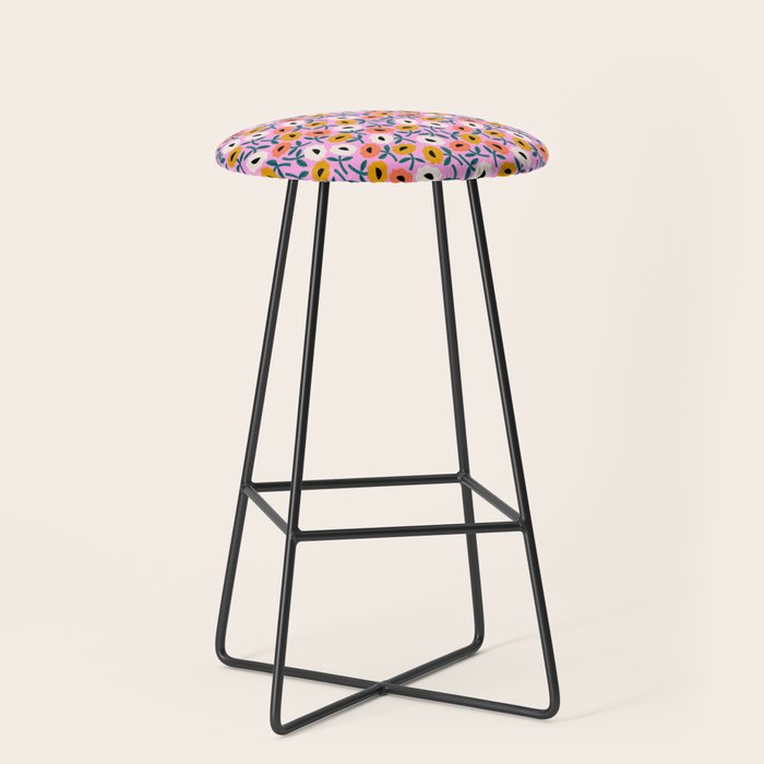 Floral Bliss - Tropical Pink Pattern Stool Gallery Image 1