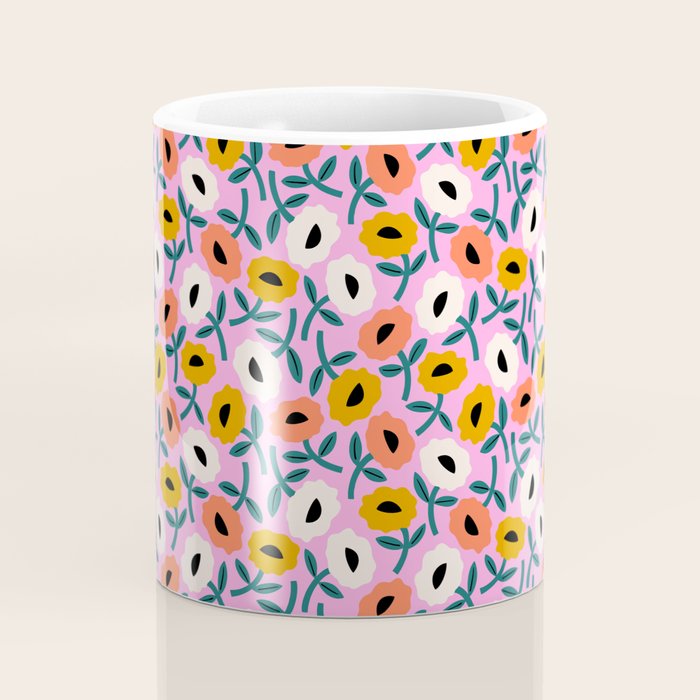 Floral Bliss - Tropical Pink Pattern Coffee Mug Gallery Image 4