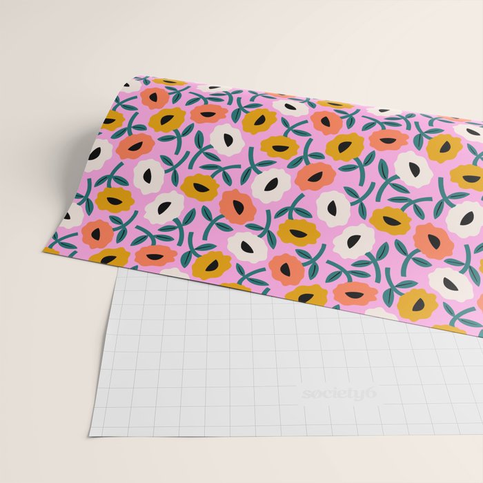 Floral Bliss - Tropical Pink Pattern Wrapping Paper Gallery Image 2