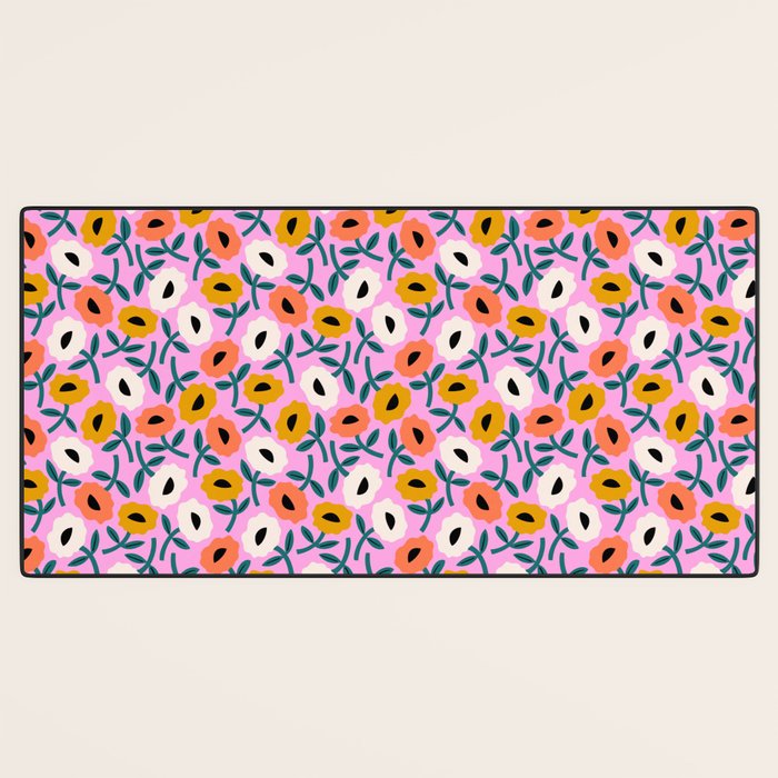Floral Bliss - Tropical Pink Pattern Desk Mat Gallery Image 3