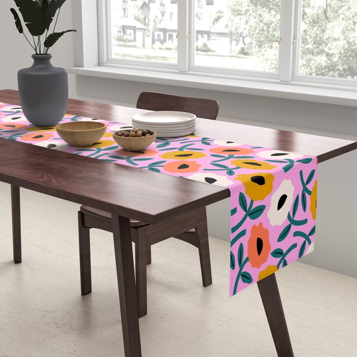 Floral Bliss - Tropical Pink Pattern Table Runner Gallery Image 2