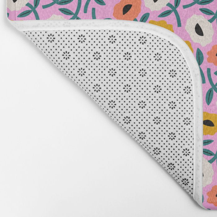 Floral Bliss - Tropical Pink Pattern Bath Mat Gallery Image 2
