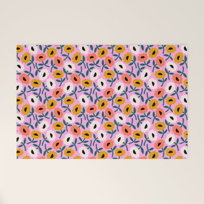 Floral Bliss - Tropical Pink Pattern Welcome Mat Gallery Image 1