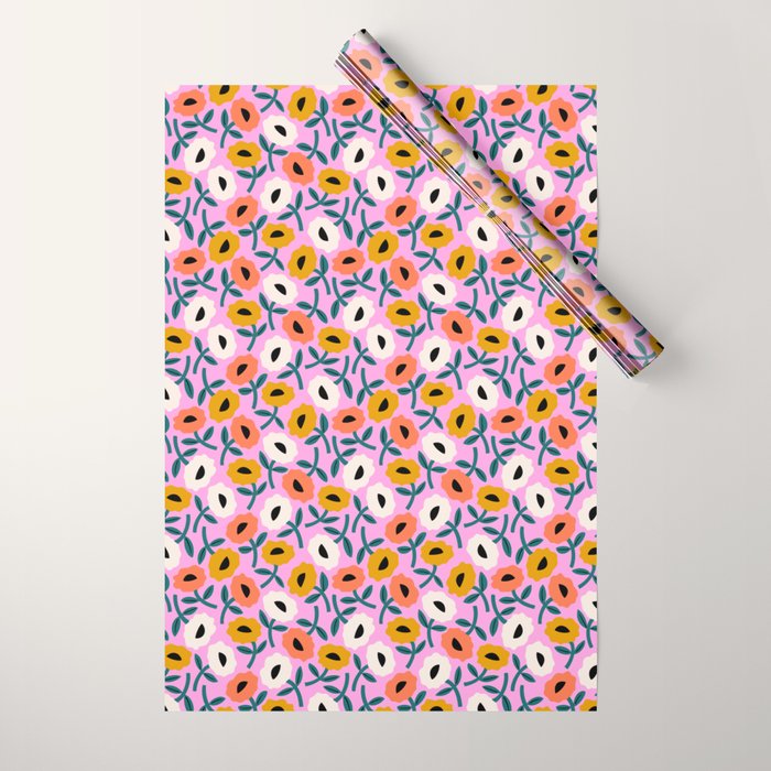 Floral Bliss - Tropical Pink Pattern Wrapping Paper Gallery Image 1