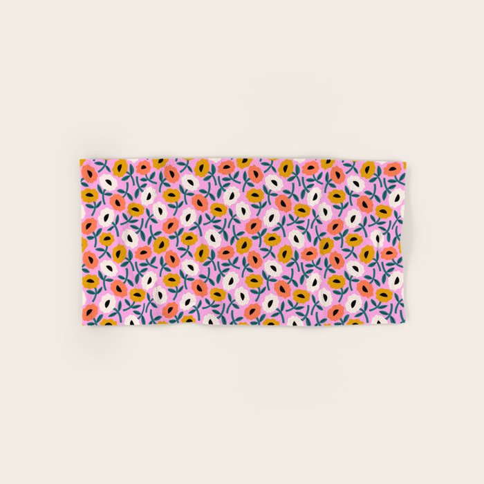 Floral Bliss - Tropical Pink Pattern Bath Towel Gallery Image 1
