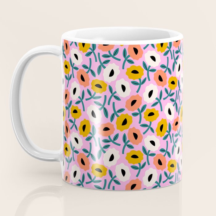 Floral Bliss - Tropical Pink Pattern Coffee Mug Gallery Image 3