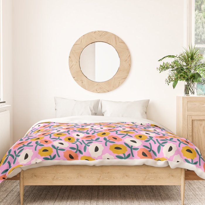 Floral Bliss - Tropical Pink Pattern Duvet Cover Gallery Image 3