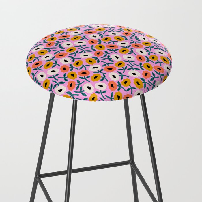 Floral Bliss - Tropical Pink Pattern Stool Gallery Image 2