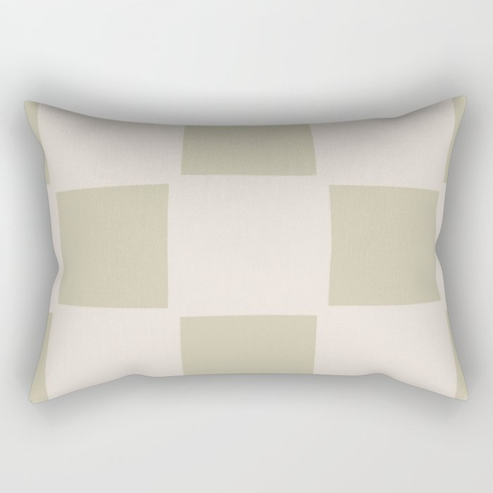 Playful check in olive green Rectangular Pillow Gallery Image 2