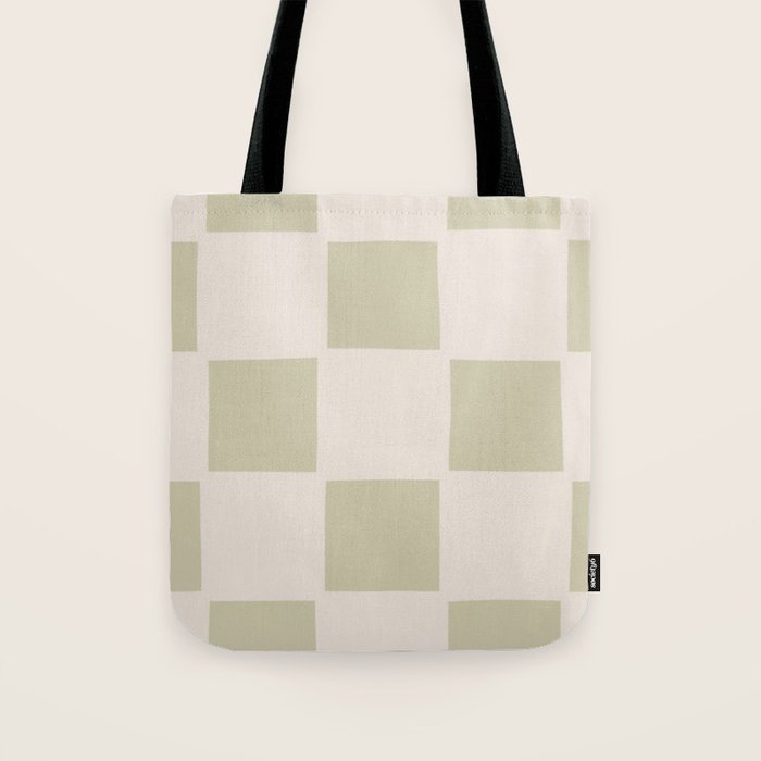 Playful check in olive green Tote Bag Gallery Image 1