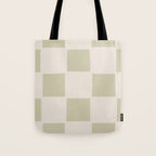 Playful check in olive green Tote Bag Gallery Image 1