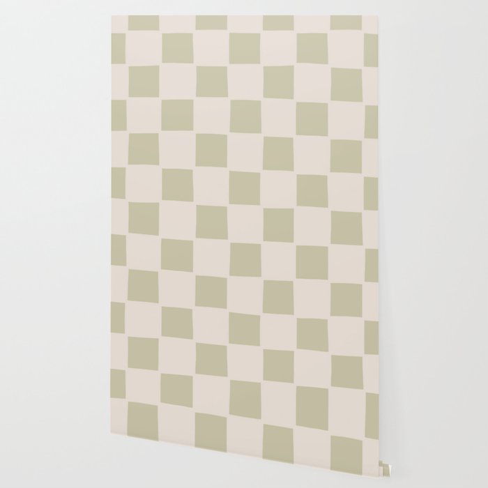 Playful check in olive green Wallpaper Gallery Image 2