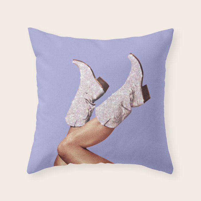 These Boots - Glitter Very Peri Periwinkle Throw Pillow Gallery Image 1