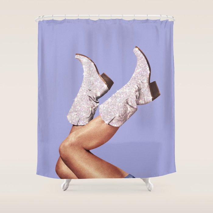 These Boots - Glitter Very Peri Periwinkle Shower Curtain Gallery Image 1