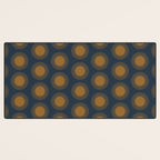 Boho Summer Sun Pattern VII Navy Blue Burnt Orange Desk Mat Gallery Image 3