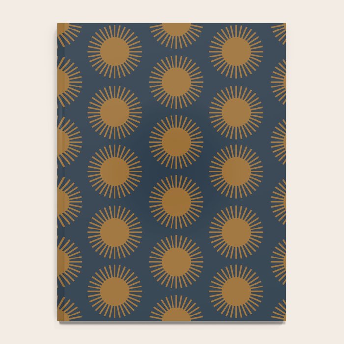 Boho Summer Sun Pattern VII Navy Blue Burnt Orange Notebook Gallery Image 4