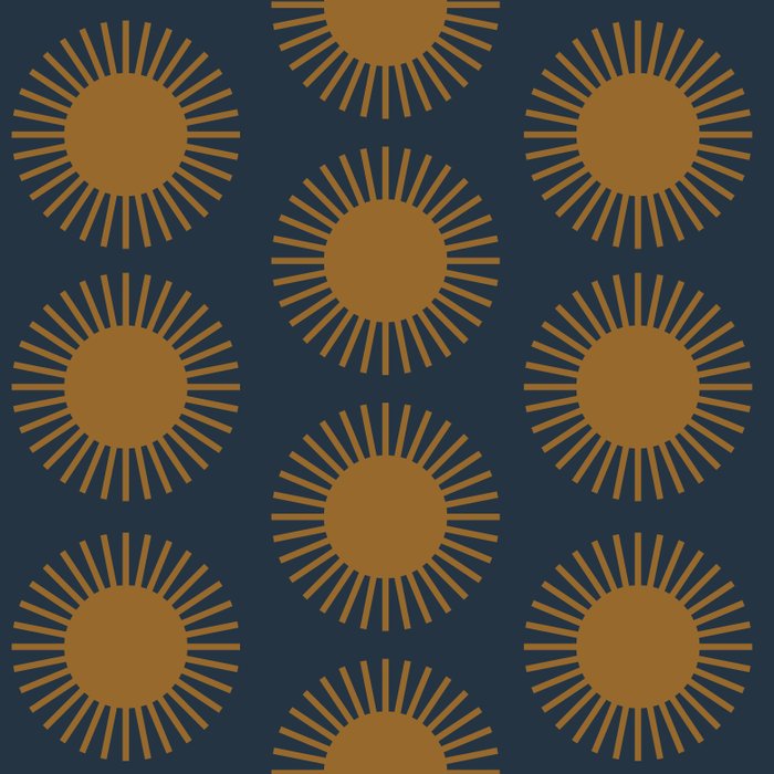 Boho Summer Sun Pattern VII Navy Blue Burnt Orange Coffee Mug Gallery Image 2