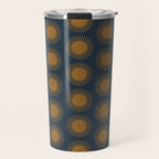 Boho Summer Sun Pattern VII Navy Blue Burnt Orange Travel Mug Gallery Image 1