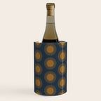 Boho Summer Sun Pattern VII Navy Blue Burnt Orange Wine Chiller Gallery Image 1