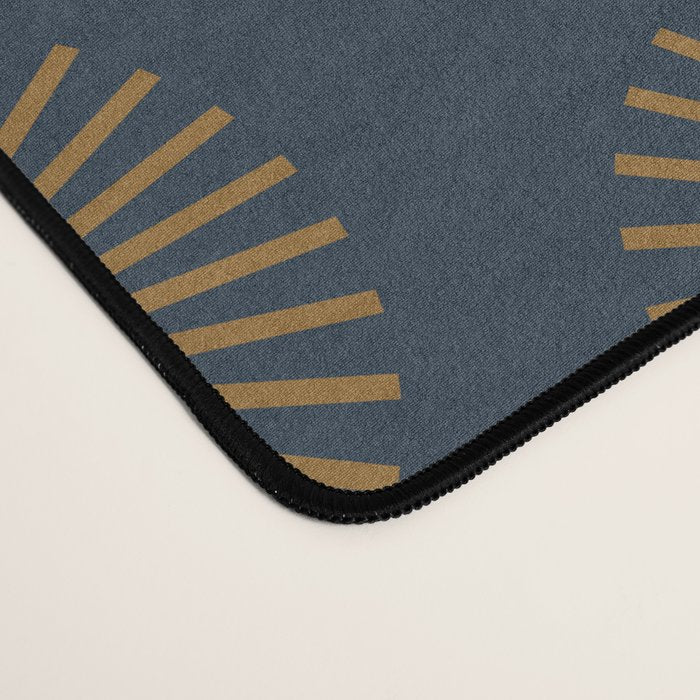 Boho Summer Sun Pattern VII Navy Blue Burnt Orange Desk Mat Gallery Image 4