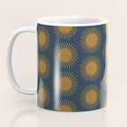 Boho Summer Sun Pattern VII Navy Blue Burnt Orange Coffee Mug Gallery Image 3