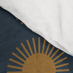 Boho Summer Sun Pattern VII Navy Blue Burnt Orange Comforter Gallery Image 4