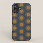 Boho Summer Sun Pattern VII Navy Blue Burnt Orange iPhone Case Gallery Image 1