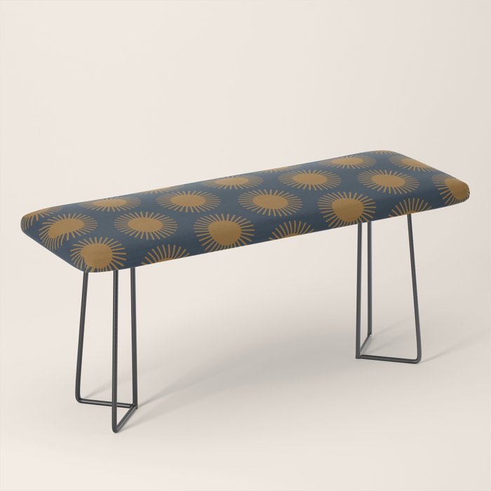 Boho Summer Sun Pattern VII Navy Blue Burnt Orange Bench Gallery Image 1
