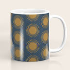 Boho Summer Sun Pattern VII Navy Blue Burnt Orange Coffee Mug Gallery Image 1
