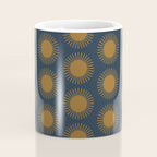 Boho Summer Sun Pattern VII Navy Blue Burnt Orange Coffee Mug Gallery Image 4