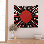Bold Retro Sun Red Black Cream Wall Tapestry Gallery Image 2