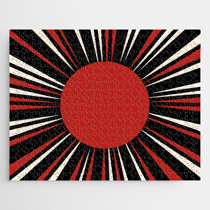 Bold Retro Sun Red Black Cream Jigsaw Puzzle Gallery Image 1