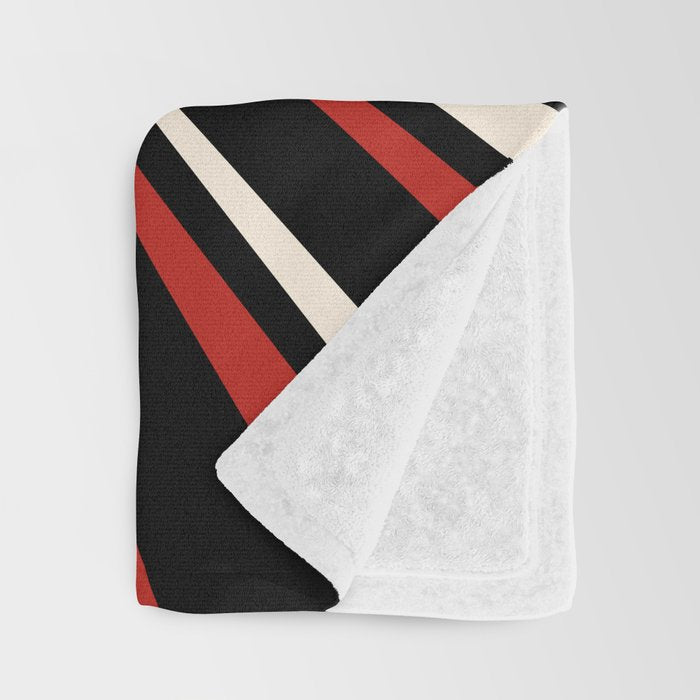 Bold Retro Sun Red Black Cream Throw Blanket Gallery Image 3