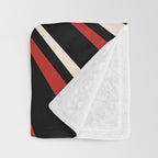 Bold Retro Sun Red Black Cream Throw Blanket Gallery Image 3