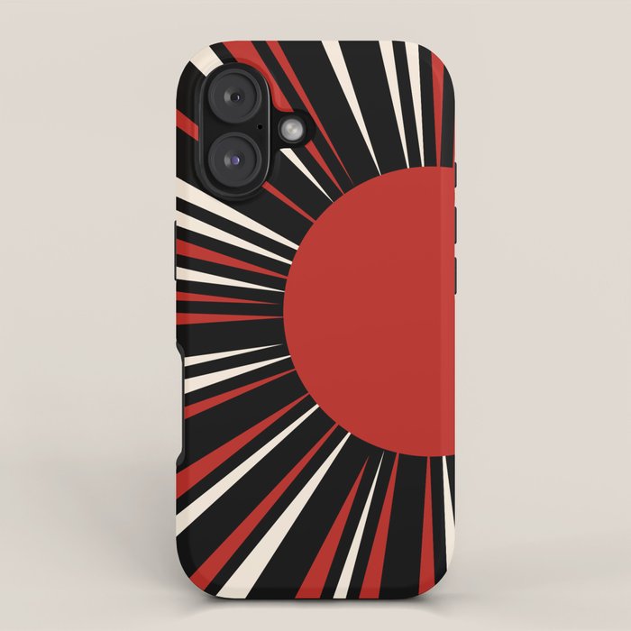 Bold Retro Sun Red Black Cream iPhone Case Gallery Image 1