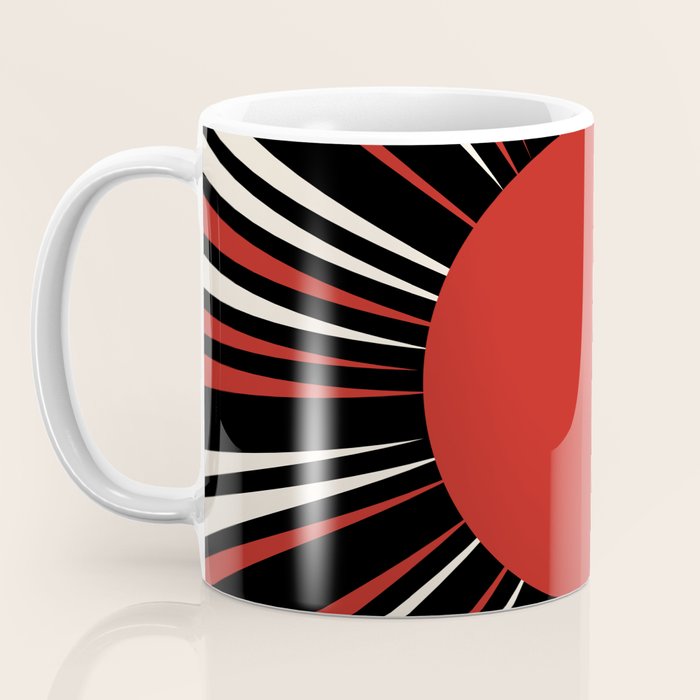 Bold Retro Sun Red Black Cream Coffee Mug Gallery Image 3
