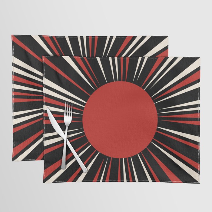 Bold Retro Sun Red Black Cream Placemat Gallery Image 1