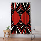 Bold Retro Sun Red Black Cream Window Curtain Gallery Image 5