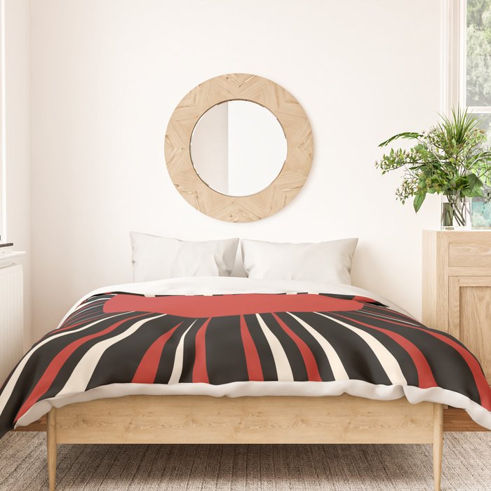 Bold Retro Sun Red Black Cream Duvet Cover Gallery Image 3