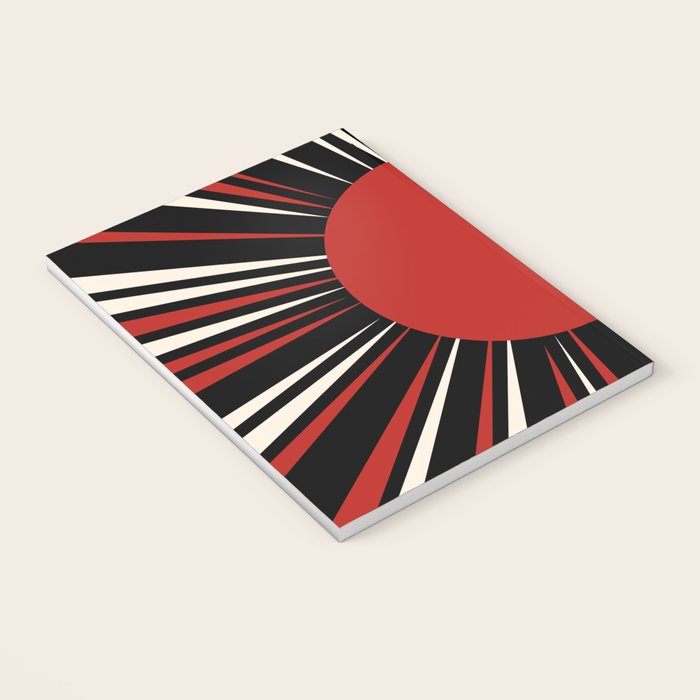 Bold Retro Sun Red Black Cream Notebook Gallery Image 3