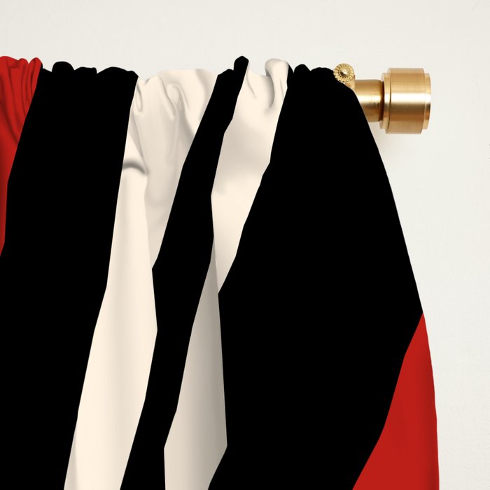 Bold Retro Sun Red Black Cream Window Curtain Gallery Image 2