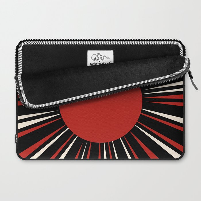 Bold Retro Sun Red Black Cream Laptop Sleeve Gallery Image 2