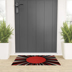 Bold Retro Sun Red Black Cream Welcome Mat Gallery Image 3