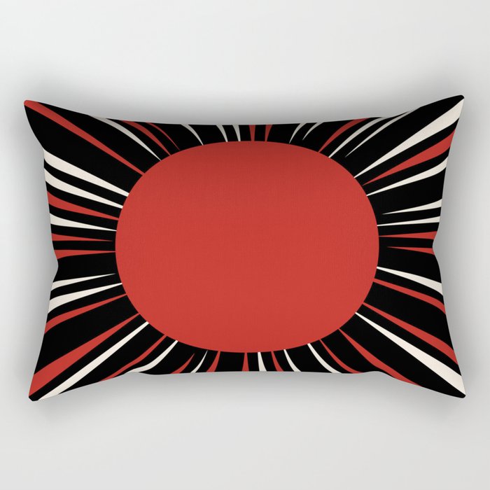Bold Retro Sun Red Black Cream Rectangular Pillow Gallery Image 1