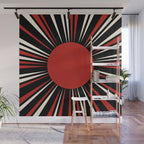 Bold Retro Sun Red Black Cream Wall Mural Gallery Image 1