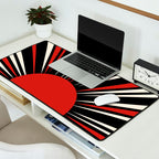 Bold Retro Sun Red Black Cream Desk Mat Gallery Image 2