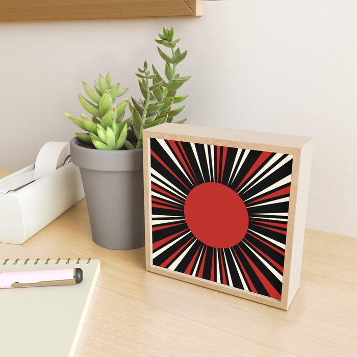 Bold Retro Sun Red Black Cream Mini Art Print Gallery Image 2