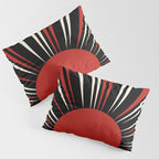 Bold Retro Sun Red Black Cream Pillow Sham Gallery Image 3