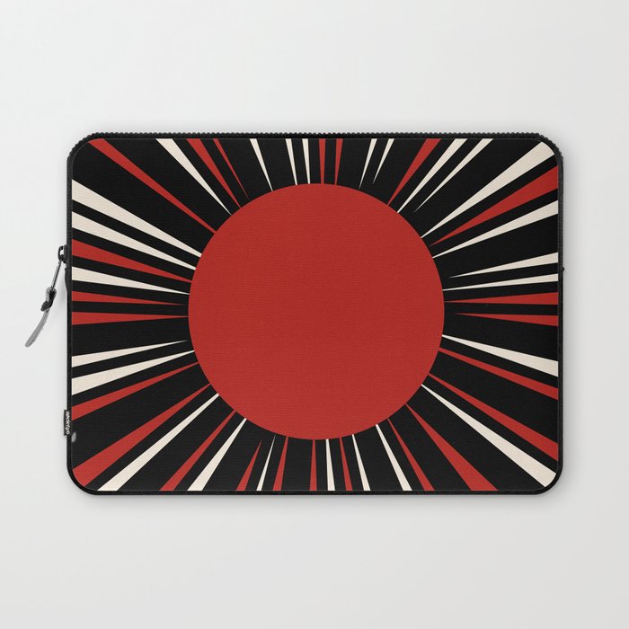 Bold Retro Sun Red Black Cream Laptop Sleeve Gallery Image 1