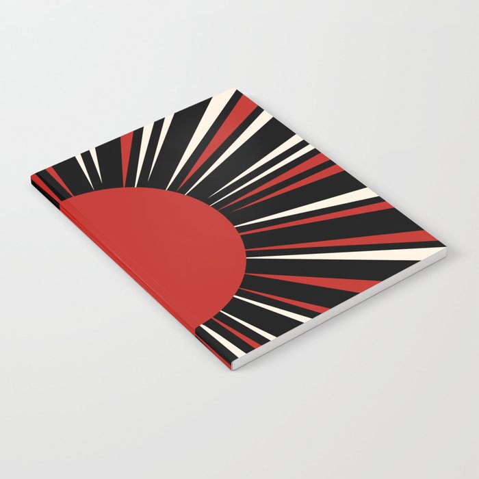 Bold Retro Sun Red Black Cream Notebook Gallery Image 2